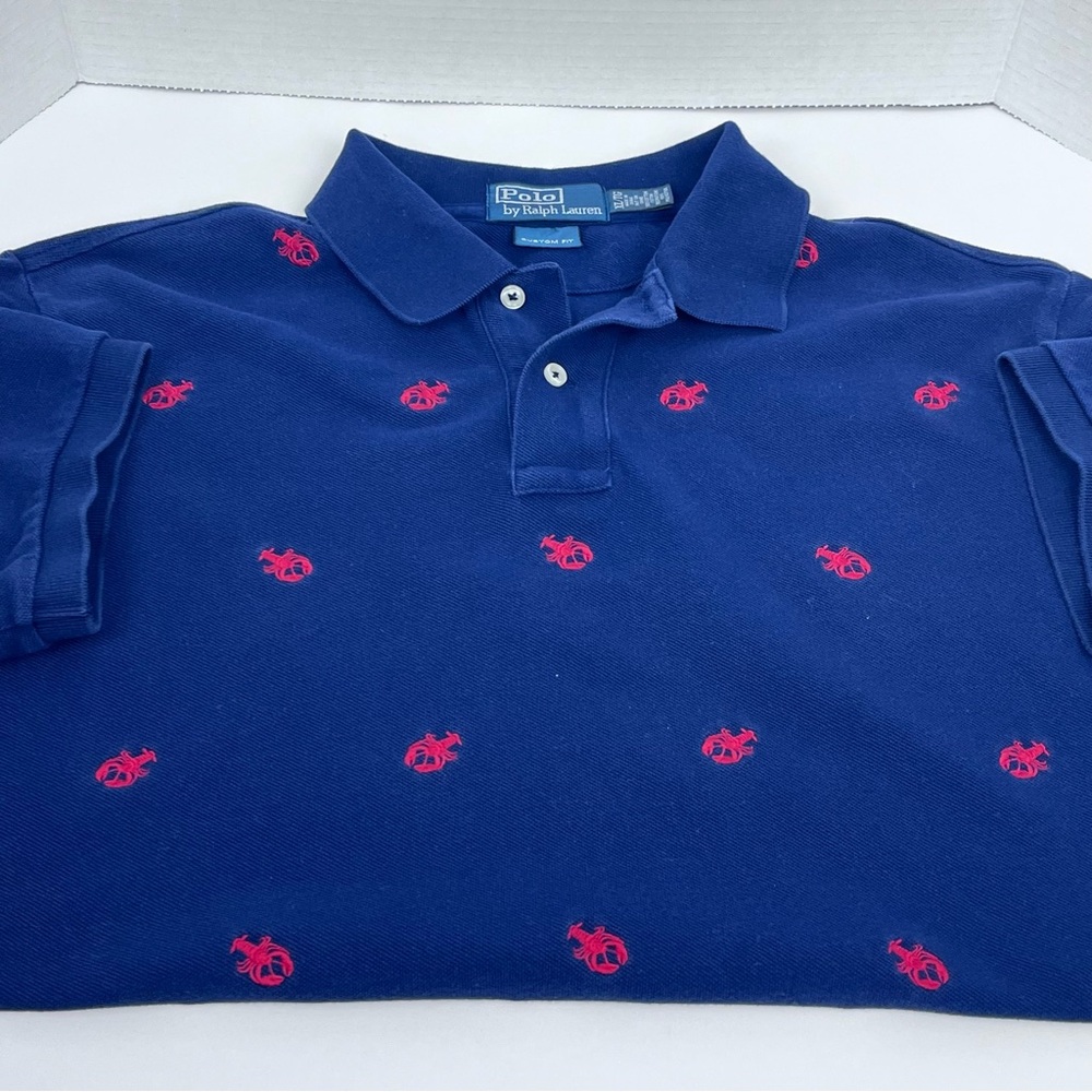 Polo Ralph Lauren Men's Custom Fit Polo with Embroidered Lobsters Size XL Preppy - Picture 5 of 10
